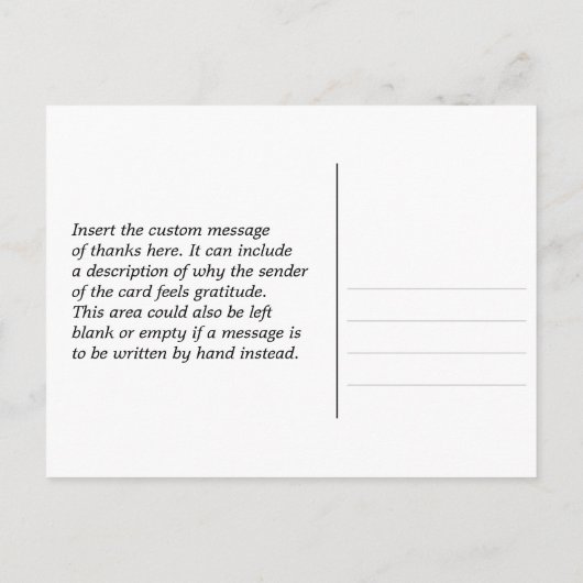 Schoone, Eenvoudige "Dank U!" Ansichtkaart Briefkaart (Achterkant)