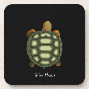 Schoone Groene Schildpad op Zwart Bier Onderzetter