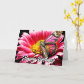 Schoone Kleurrijke Rustende Vlinder Kunst Kaart (Gele Bloem)