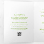 Schoone Levendige Groene QR-code Elegante Trouw Drieluik Uitnodiging (Binnenzijde eerst)