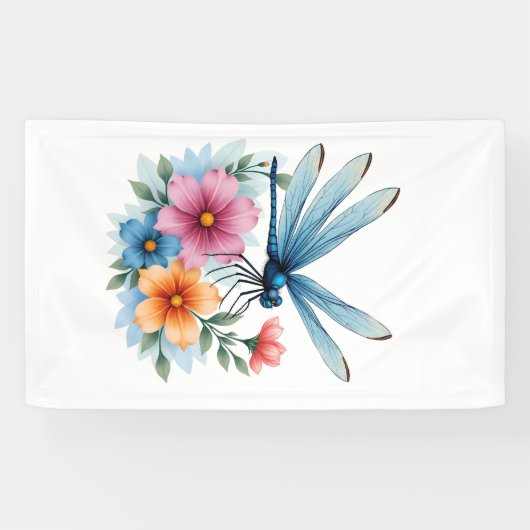 Schoone Libel Watercolor Kunst Insectenliefhebber Spandoek (Horizontaal)