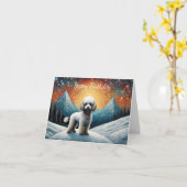 Schoone Poodle Sneeuwberg Verjaardag Kaart (Gele Bloem)