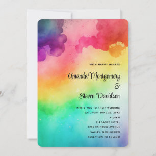Schoone Regenboogkleuren Abstracte Ontwerp Bruilof Kaart