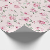 Schoone Roze Rozen Bloemrijke Bruiloftsborrel Cadeaupapier (Hoek)