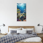 Schoone Schildpad, Vis en Zeeplanten Canvasprint Canvas Afdruk (Insitu (Slaapkamer))