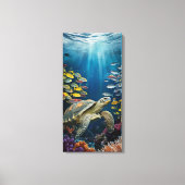 Schoone Schildpad, Vis en Zeeplanten Canvasprint Canvas Afdruk (Voorkant)