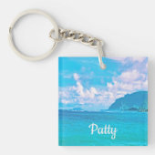 Schoone turquoise oceaangolven sleutelhanger (Voorkant)