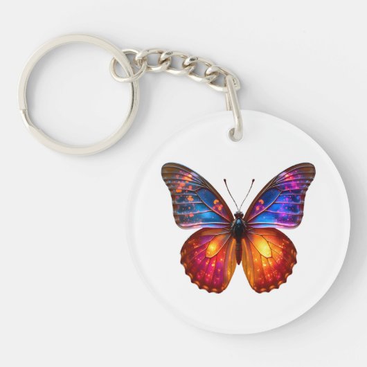 Schoone Vlinder Kunst Sleutelhanger (Voorkant)