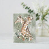 Schoone Waterverf Giraffen Briefkaart (Staand voorkant)