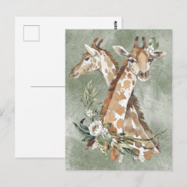 Schoone Waterverf Giraffen  Briefkaart