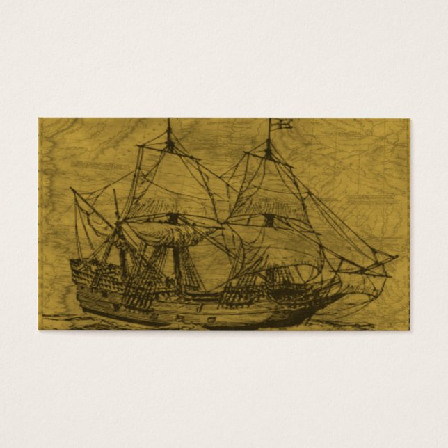 Schooner And Vintage Map Visitekaartje (Voorkant)