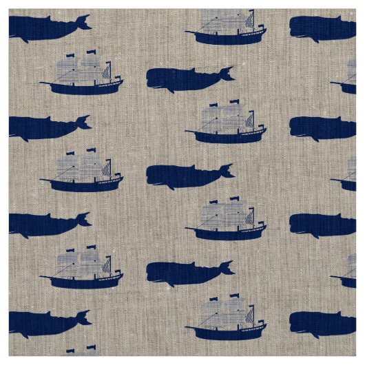 Schooner en Whale Stof (Swatch)