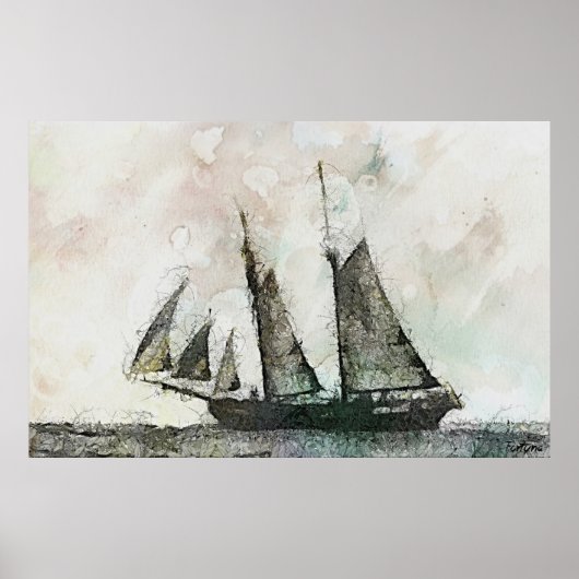 Schooner -  kunst poster (Voorkant)