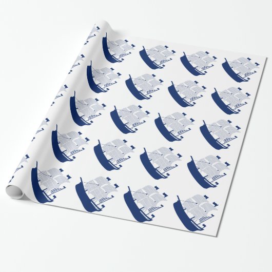 Schooner Navy Cadeaupapier (Uitgerold)