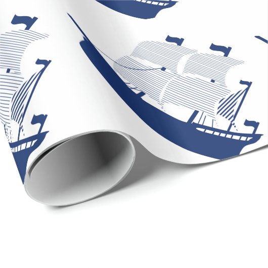 Schooner Navy Cadeaupapier (Rol Hoek)