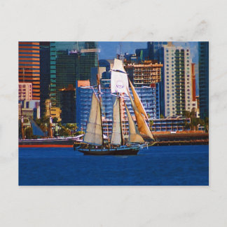 Schooner, San Diego Harbour, CA Briefkaart