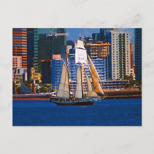 Schooner, San Diego Harbour, CA Briefkaart (Voorkant)