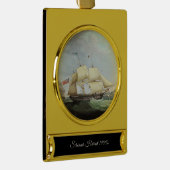 Schooner schip Harriet 1900s Verguld Banner Ornament (Rechts)