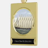 Schooner Thomas W Lawson jaren 1900 Verguld Banner Ornament (Links)