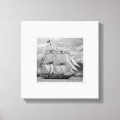 Schooner voor zwarte witzeilschepen canvas afdruk (Voorkant)