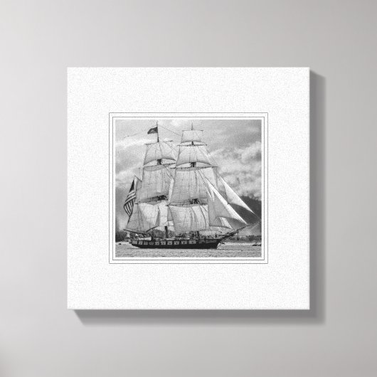 Schooner voor zwarte witzeilschepen canvas afdruk (Voorkant)