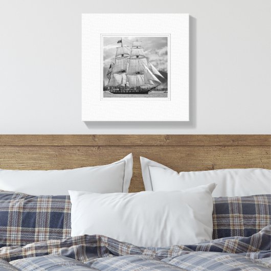 Schooner voor zwarte witzeilschepen canvas afdruk (Insitu (Slaapkamer))