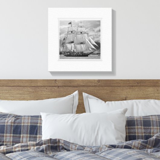 Schooner voor zwarte witzeilschepen canvas afdruk (Insitu (Slaapkamer))