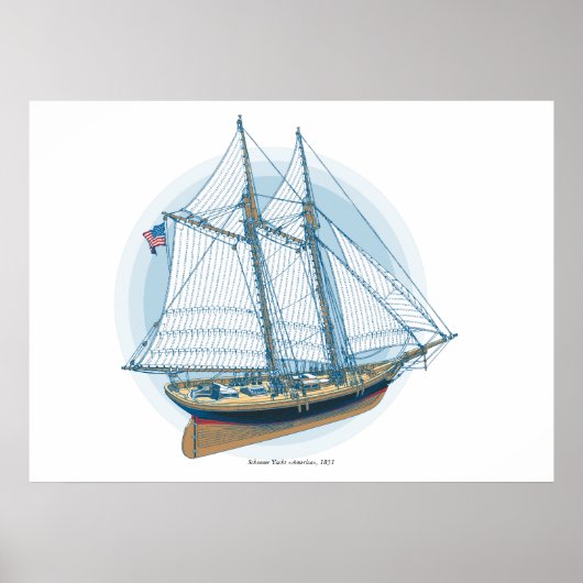 Schooner Yacht "America", 1851 Poster (Voorkant)
