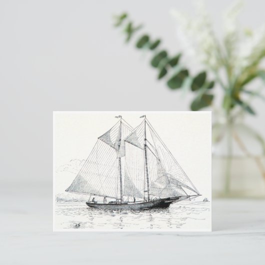  Schooner Zeailboot Briefkaart (Staand voorkant)