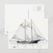  Schooner Zeailboot Briefkaart (Voorkant / Achterkant)