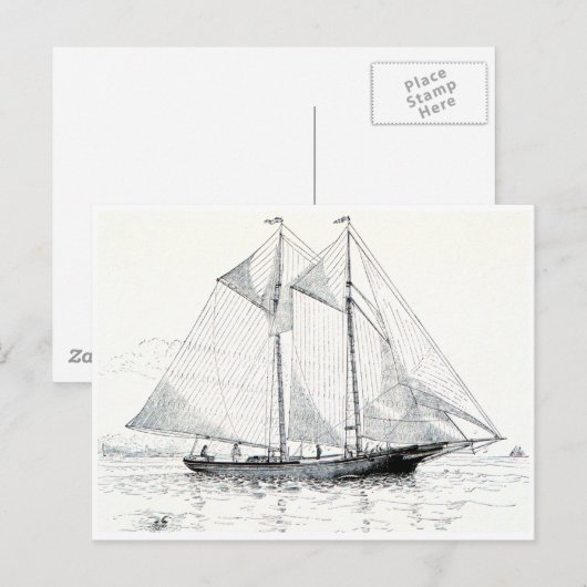  Schooner Zeailboot Briefkaart (Voorkant / Achterkant)