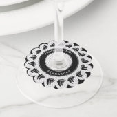 Schooner - Zwart/Wit Quirky Waves Nautisch Thema Wijnglaslabel (Dichtbij)