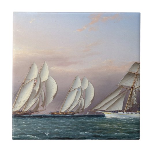 Schooners Dreadnought en Columbia 1870 Tegeltje (Voorkant)