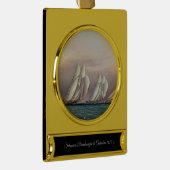 Schooners Dreadnought en Columbia 1870 Verguld Banner Ornament (Rechts)