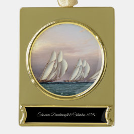 Schooners Dreadnought en Columbia 1870 Verguld Banner Ornament
