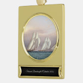 Schooners Dreadnought en Columbia 1870 Verguld Banner Ornament (Links)