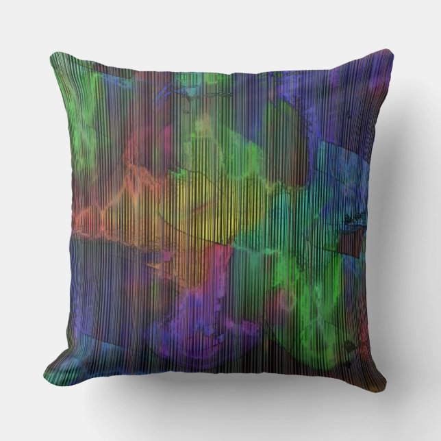 Schoongekleurde vlekken onder vervormde strepen kussen (Voorkant)