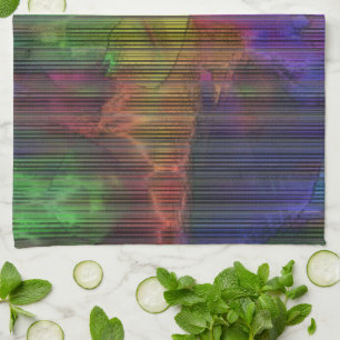 Schoongekleurde vlekken onder vervormde strepen theedoek