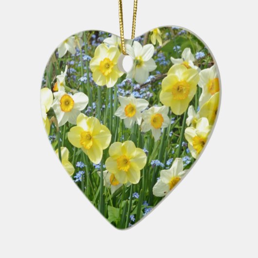Schoongele daffodiltuin keramisch ornament (Links)