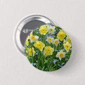 Schoongele daffodiltuin ronde button 5,7 cm (Voorkant /achterkant)