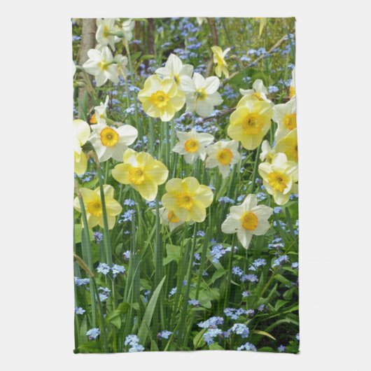 Schoongele daffodiltuin theedoek (Verticaal)