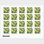 Schoongele daffodiltuin vierkante sticker (Vel)