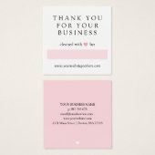 Schoongemaakt met liefdesroze hart Hartelijk dank Vierkante Visitekaartjes (Voorkant /achterkant)