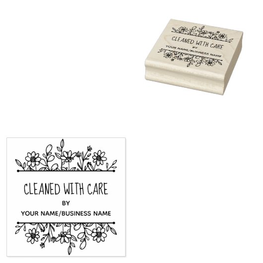 Schoongemaakt met zorg grillige Wildbloemen groen Rubberstempel (Gestempeld)