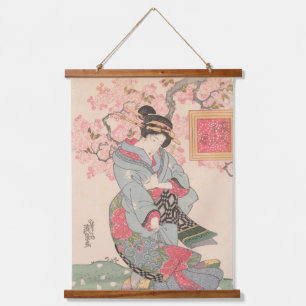 Schoonheden onder Cherry Blossoms  Ukiyo-e Hangend Wandkleed