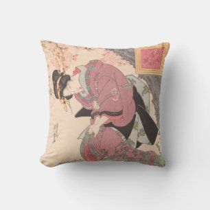 Schoonheden onder Cherry Blossoms  Ukiyo-e Kussen