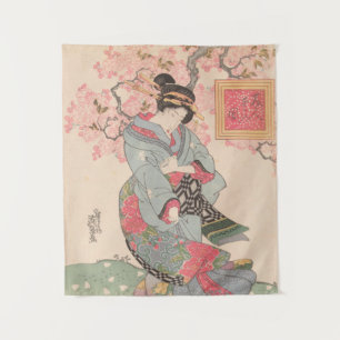Schoonheden onder Cherry Blossoms  Ukiyo-e Wandkleed