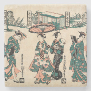 Schoonheden uit Fukagawa. Drieluik Stenen Onderzetter