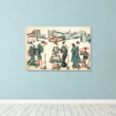 Schoonheden uit Fukagawa. Triptych Canvas Afdruk (Insitu (Houten vloer))