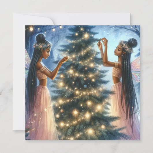 Schoonheden versieren de kerstboom feestdagenkaart (Voorkant)